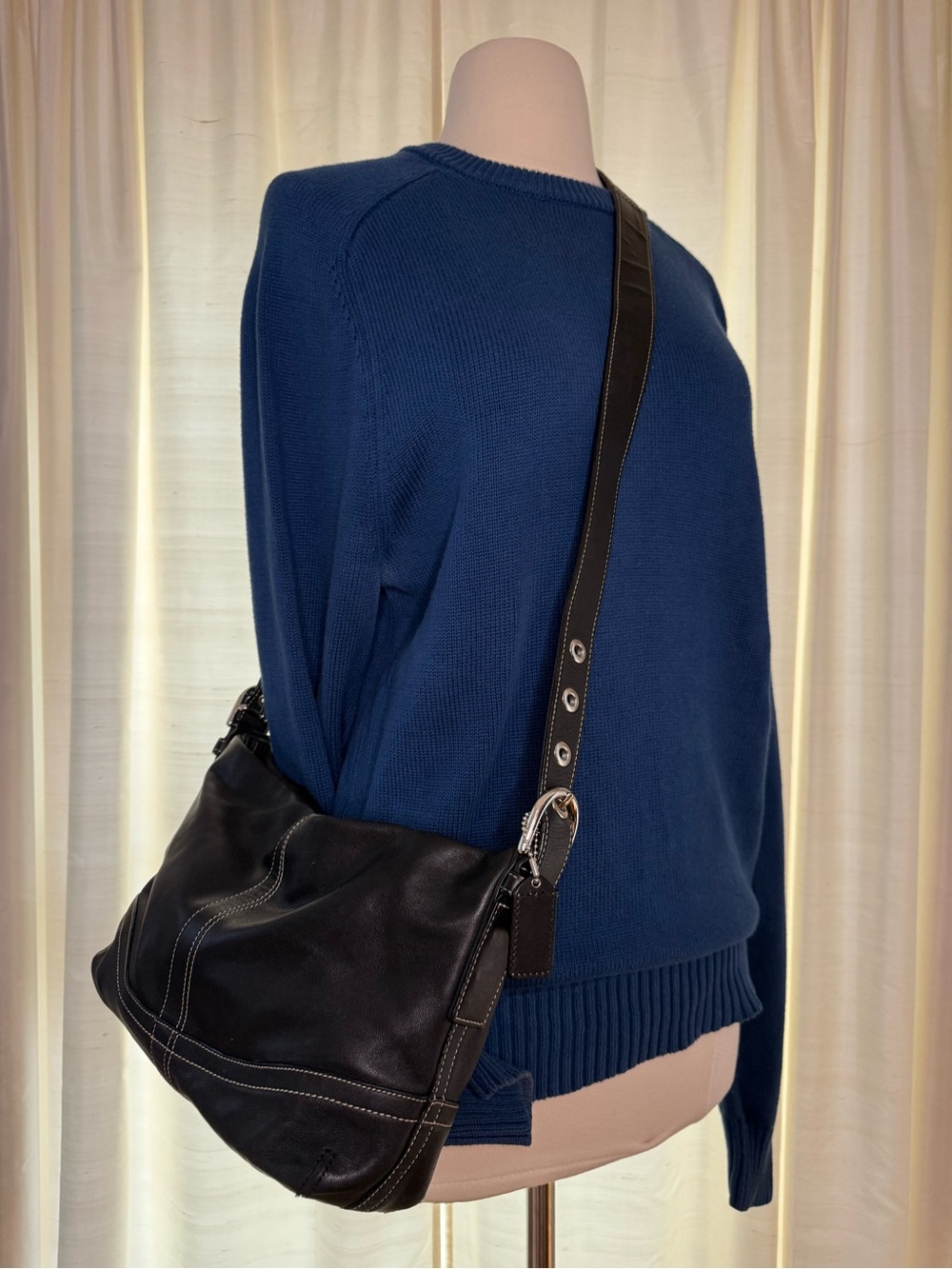 Vintage Y2K Coach Leather Convertible Shoulder Bag and Crossbody - Black